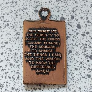 UNIQUE FIND Copper serenity prayer chapbook bible pendant